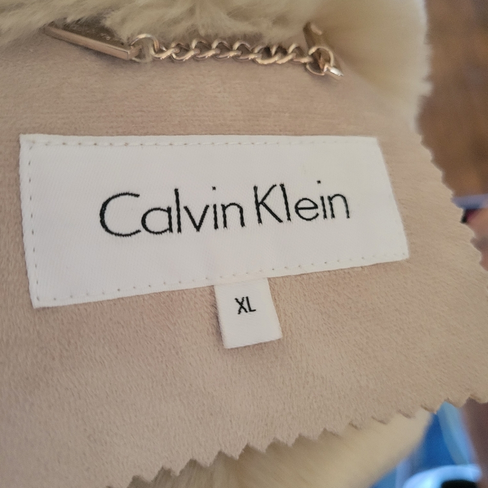 Calvin Klein Faux Shearling/Suede Coat. - Picture 6 of 10